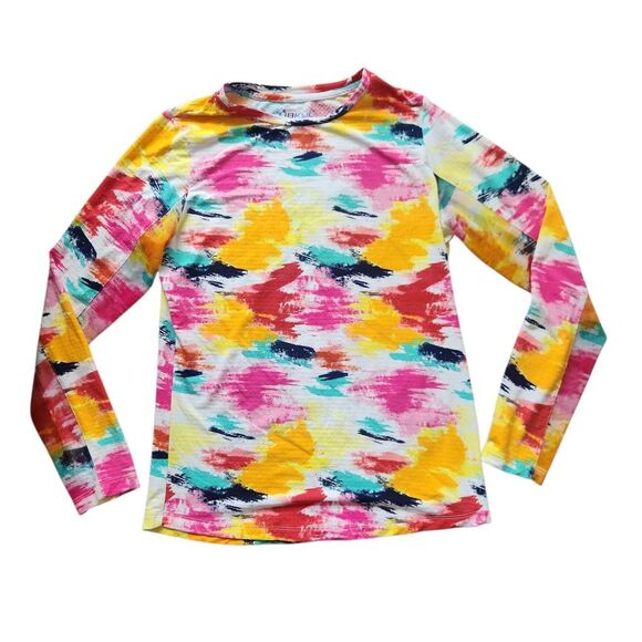 IBKUL Athletic Top Blouse Small Long Sleeve Mesh Golf Pickleball Tennis Matilda - Picture 1 of 3